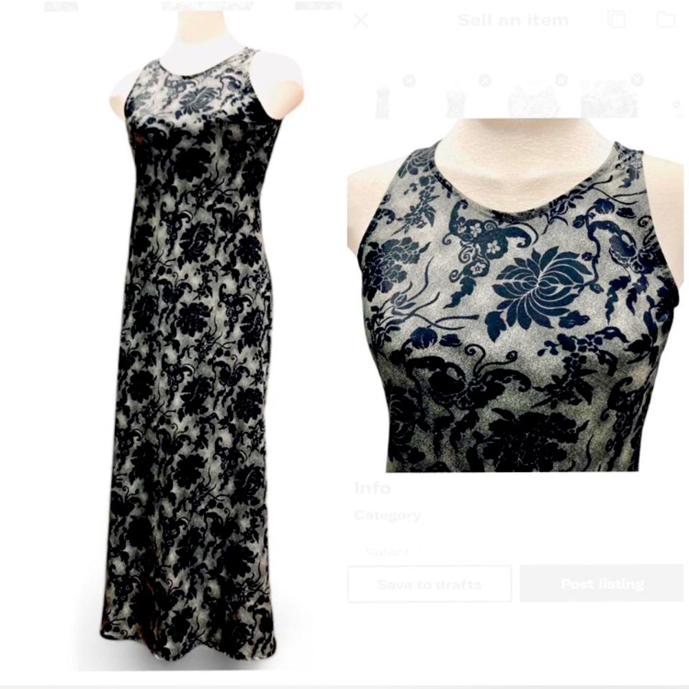 Vintage whimsygoth floral maxi slip dress
